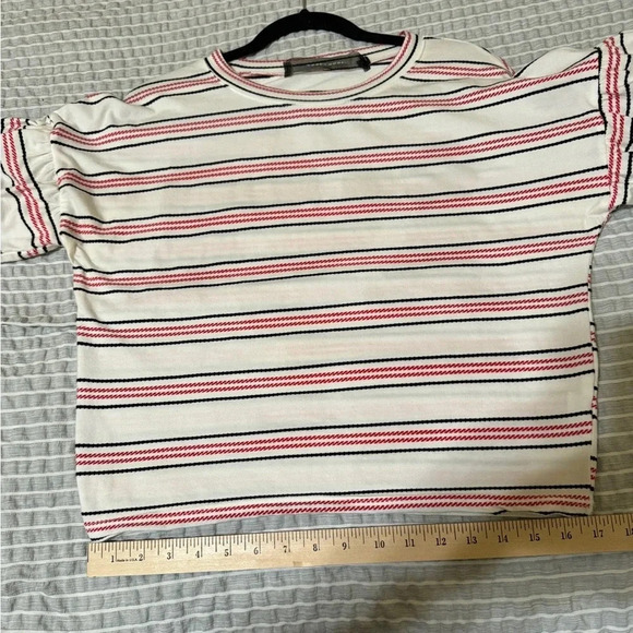 Code X Mode Puffy Sleeve Striped Shirt Sz M - Picture 9 of 10